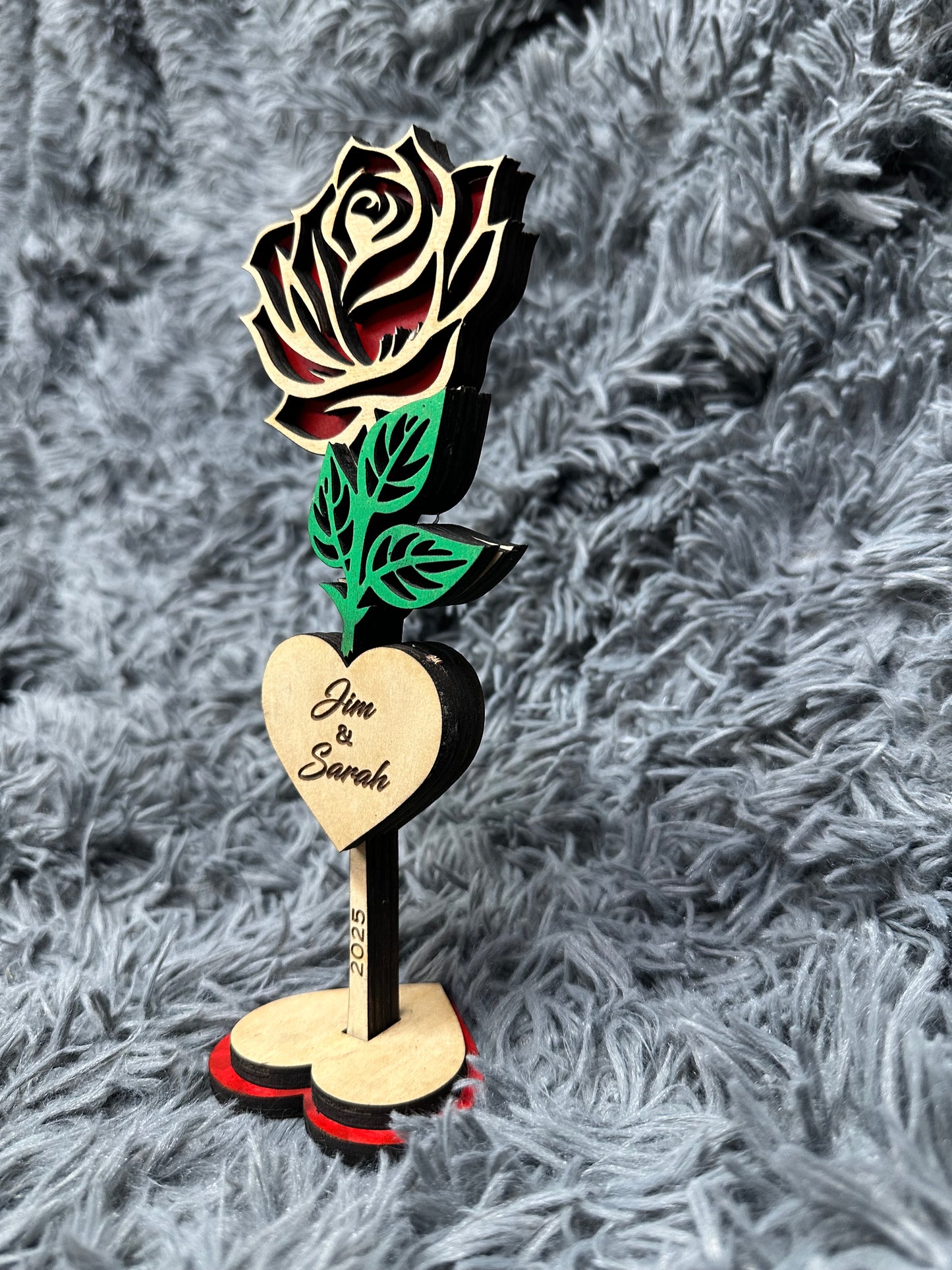 Valentines Personalized Wooden Rose