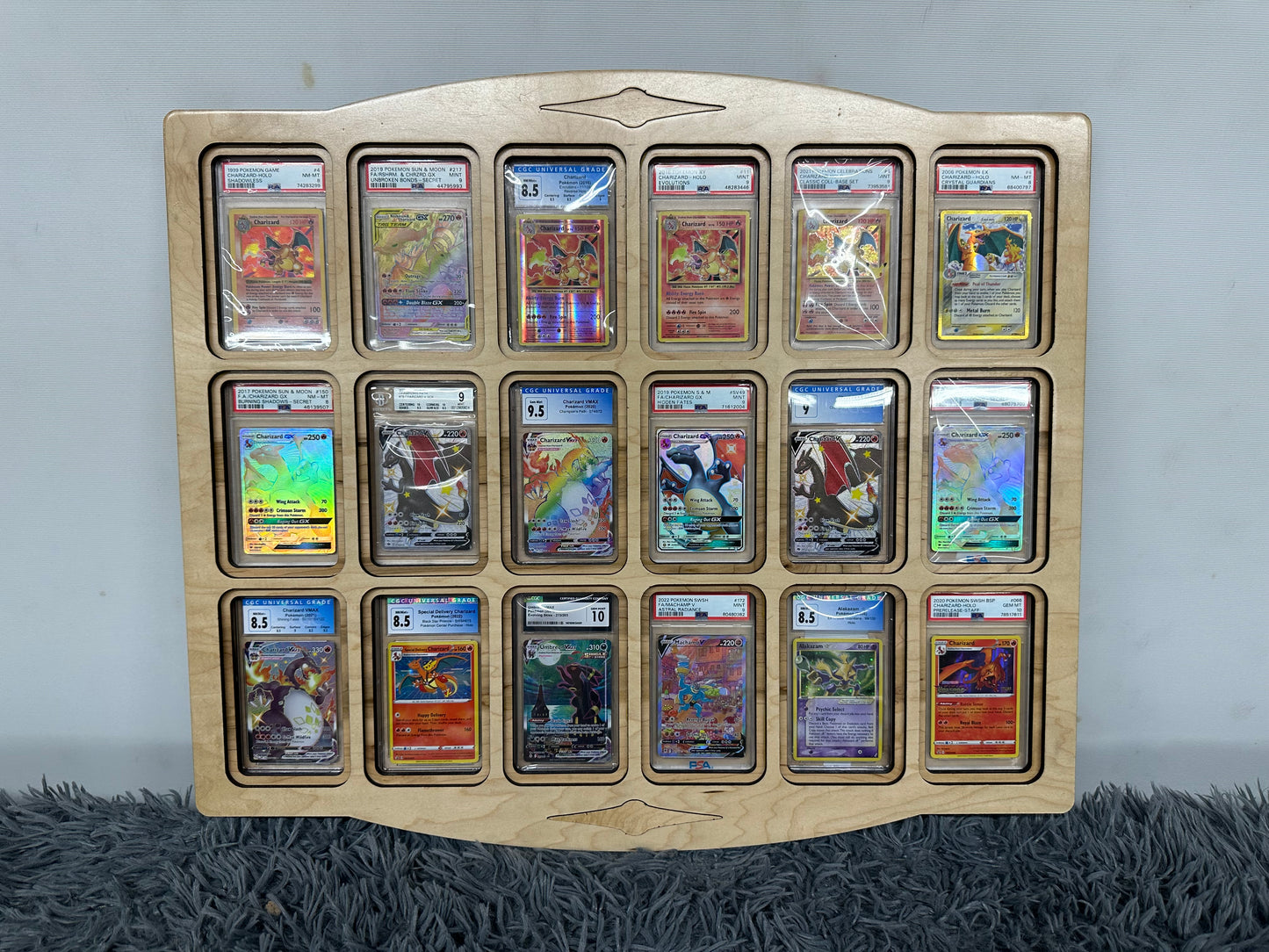 24.5” wide graded card wood display wall art