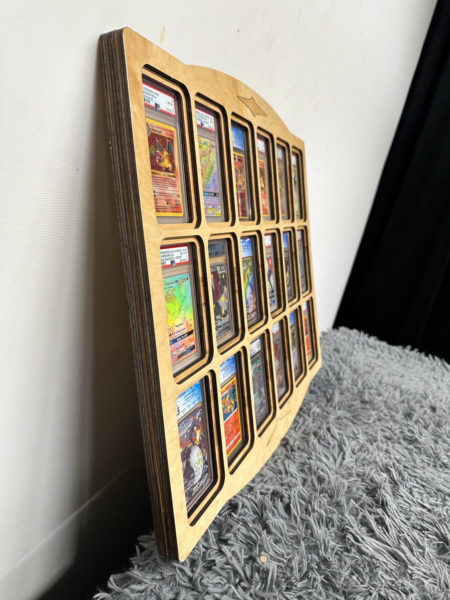 24.5” wide graded card wood display wall art